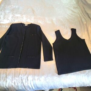 Black Two-Piece Knit Set,made In USA